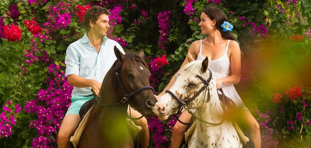 Couple riding horses